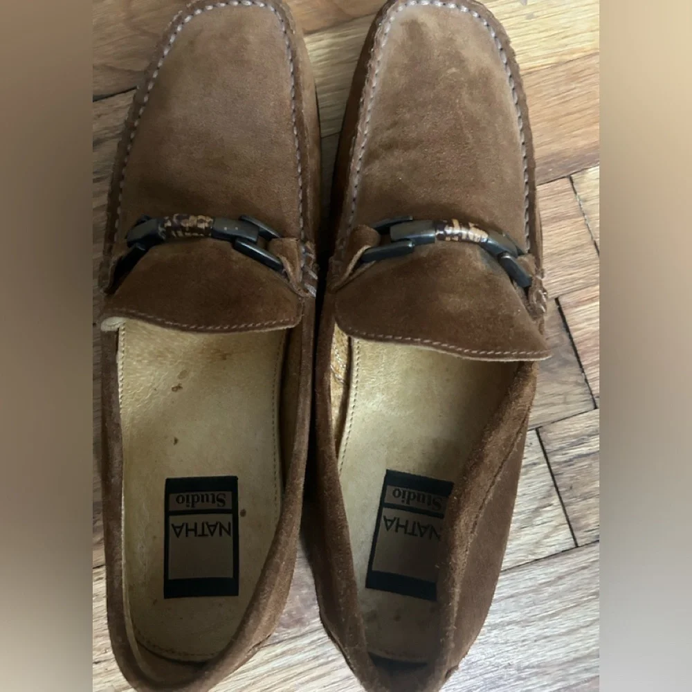 NATHA STUDIO LOAFERS Shoes Brown Suede Slip on Size 11R
